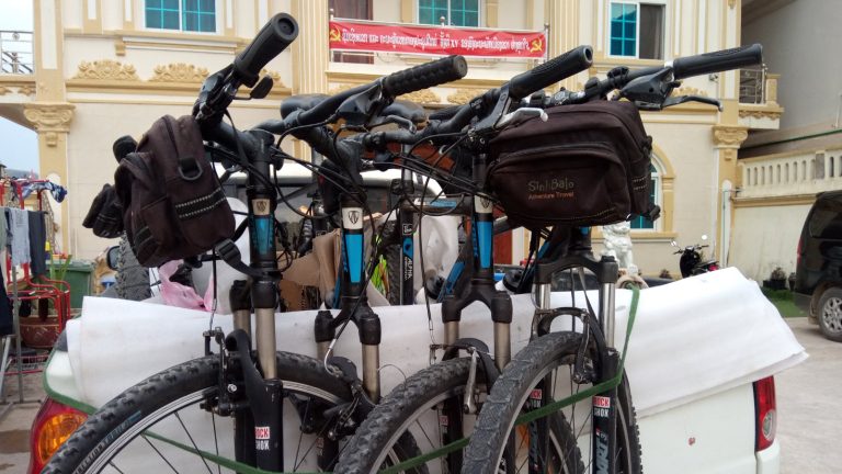 Mountain bike load up in MuangKhoua hotel